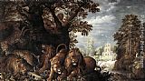 Roelandt Jacobsz Savery Canvas Paintings - Landscape with Wild Animals
